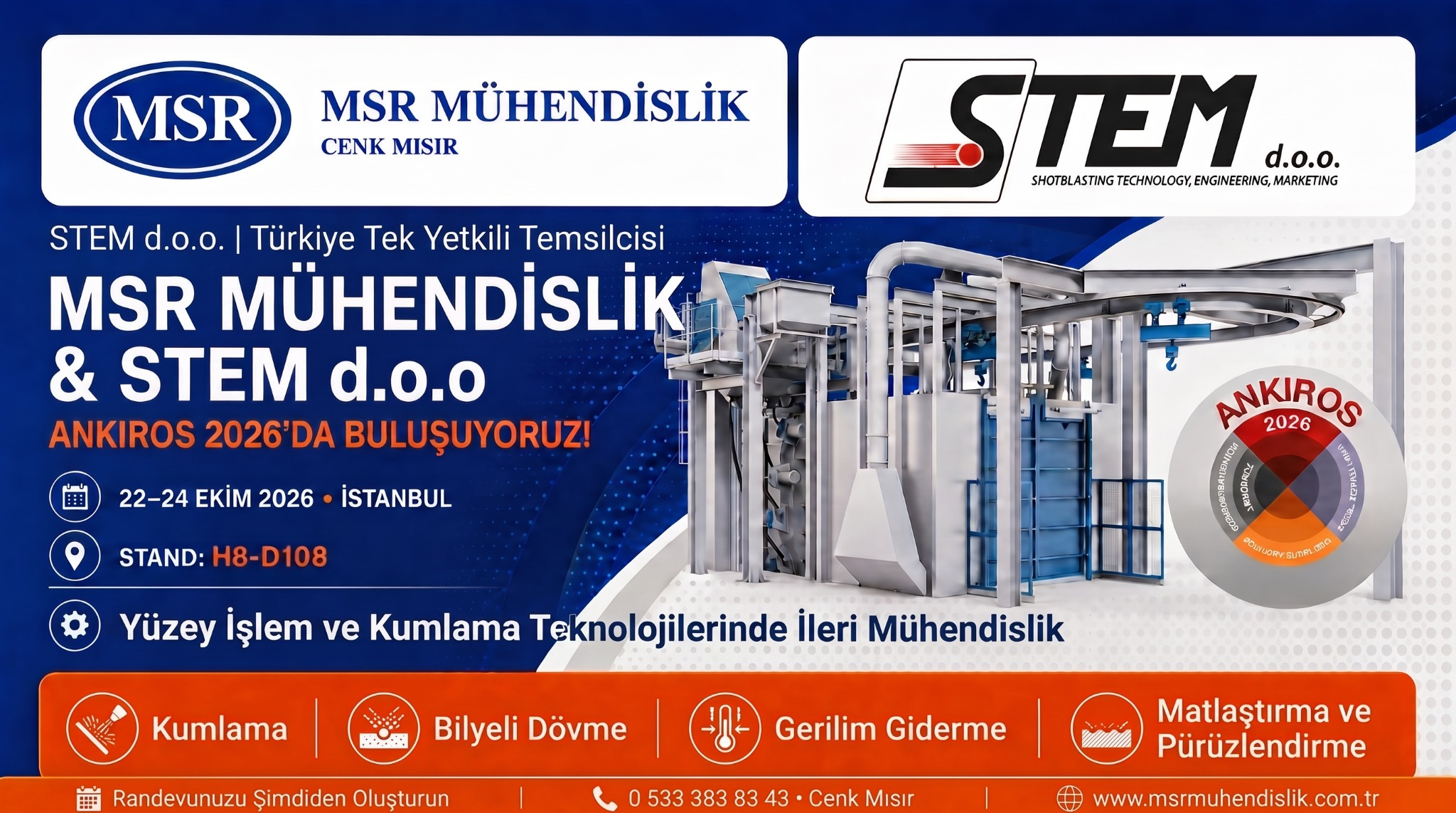İleri Yüzey İşlem ve Kumlama Teknolojileri STEM d.o.o. ile ANKIROS 2026’da!